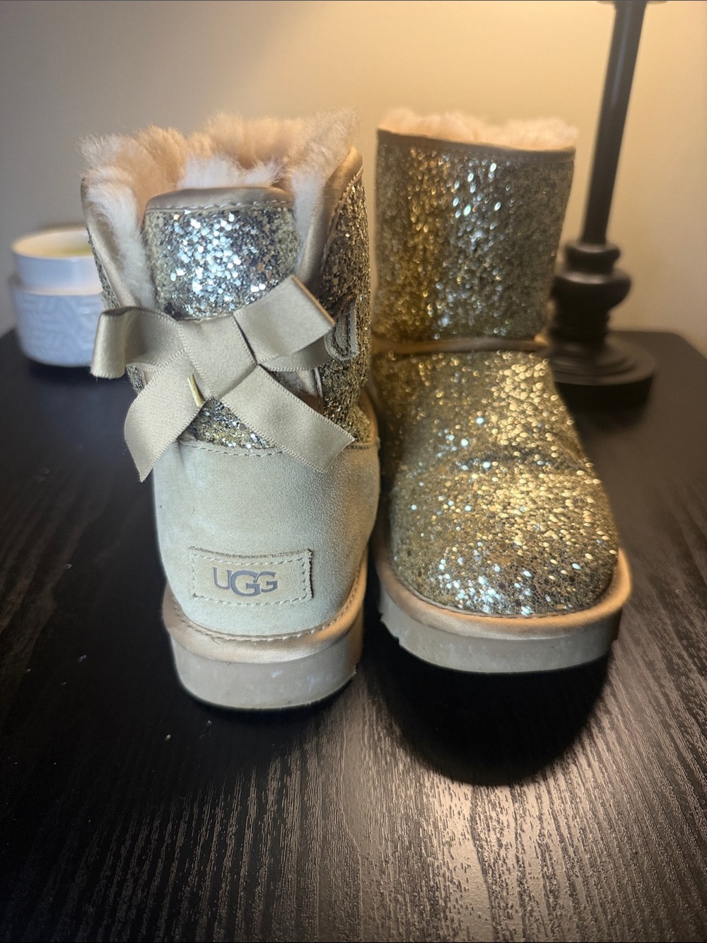 UGG Kids Gold Glitter Bow Short Boot